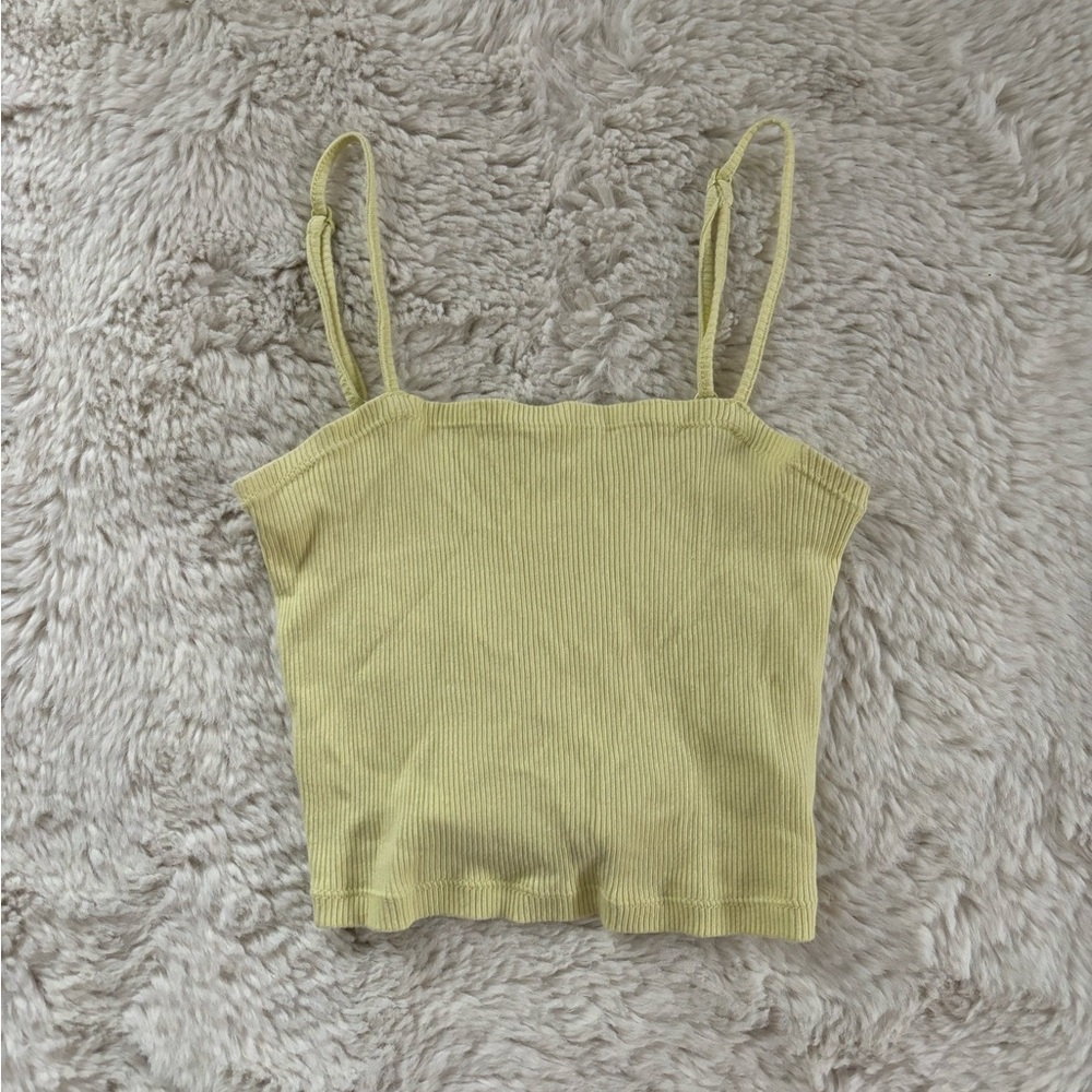 Aerie Ribbed Tank Top in Light Yellow
